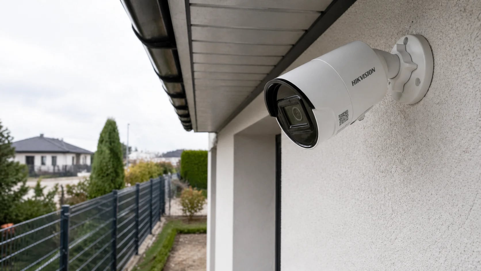Kamera monitoringu zamontowana na elewacji domu